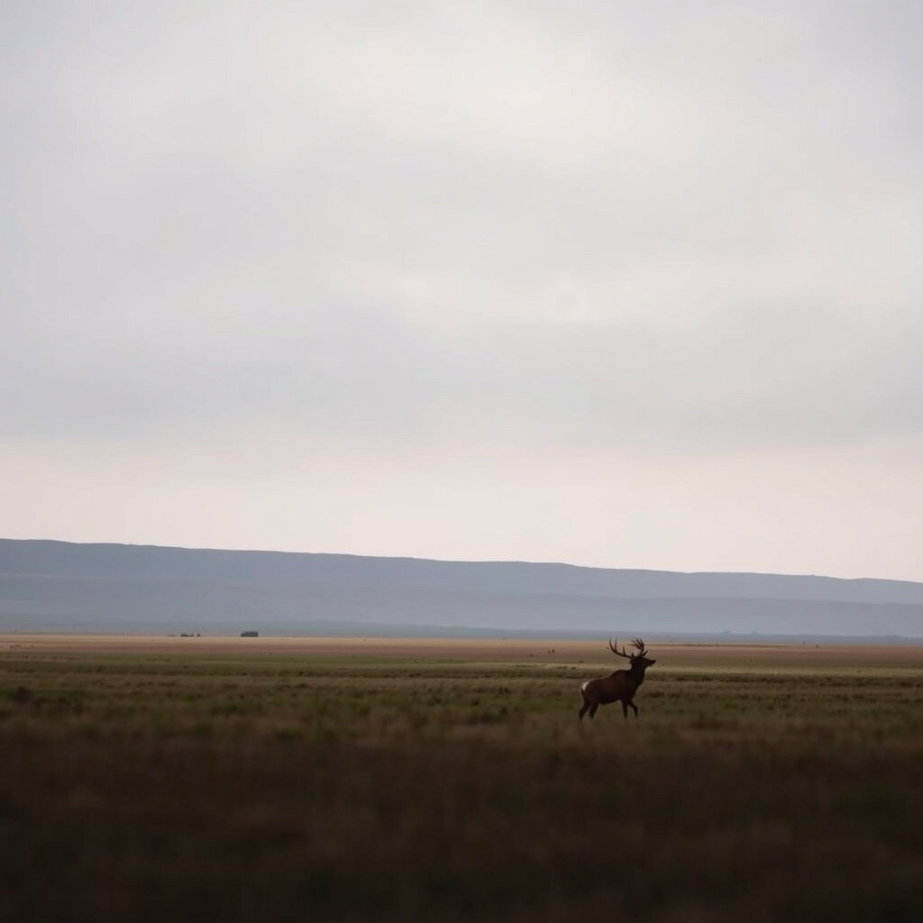 Lone stag on the South Dakota prairie at dusk